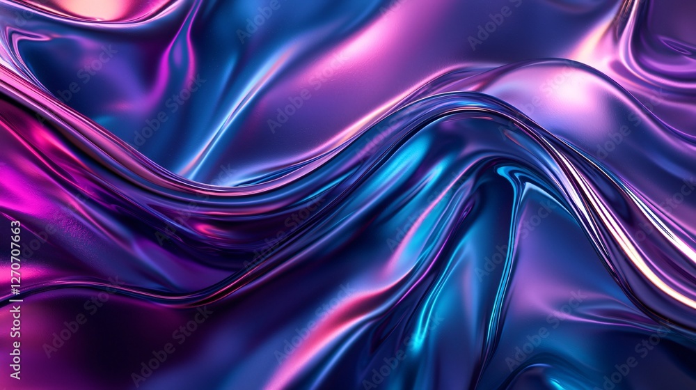 Obraz premium Colorful Fluid Waves of Silk Fabric in Vibrant Shades of Pink and Blue Tones
