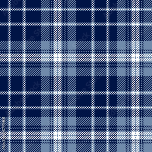 plaid tartan seamless repeat pattern. This is a blue navy blue white checkered plaid vector illustration. Design for decorative,wallpaper,shirts,clothing,wrapping,textile,fabric,texture