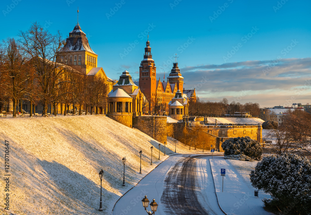 Haken Terrace in Szczecin on a winter morning