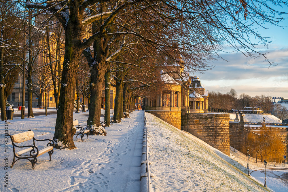 Haken Terrace in Szczecin on a winter morning