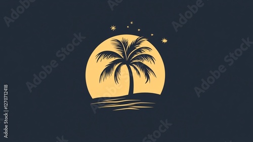 Obraz na płótnie Nordic Palm Tree Logo Isolated Vector Illustration w salonie