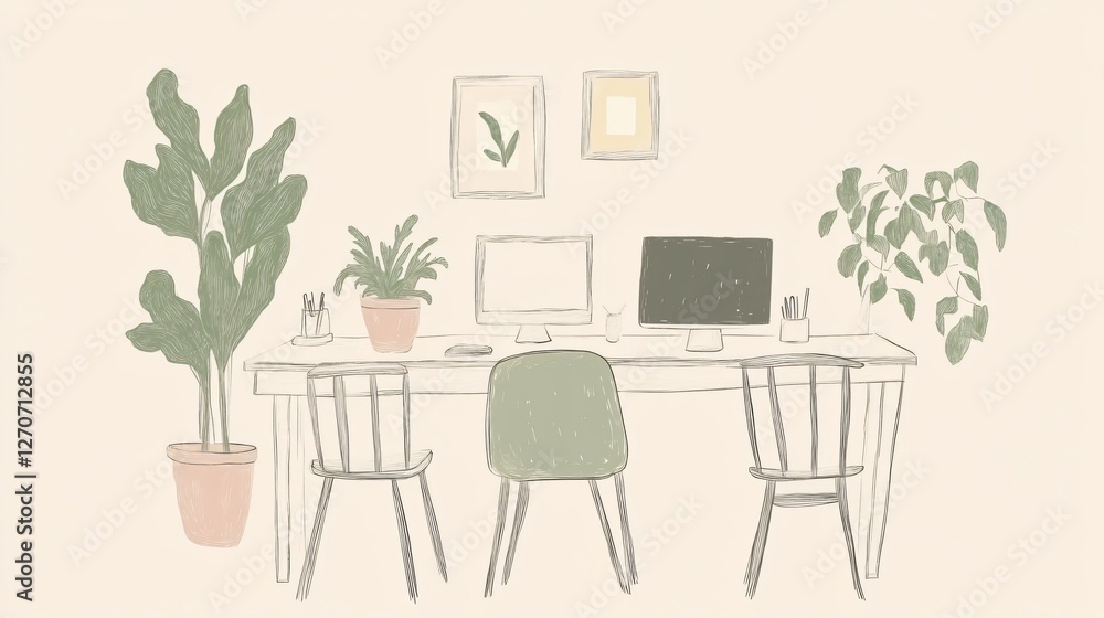 Elegant Home Workstation with D�cor for Productivity