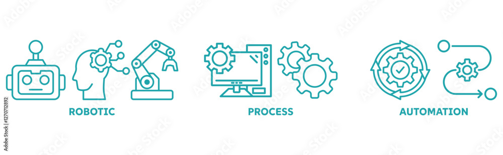 RPA icon set illustration concept with icon of robotic, process, automation RPA icon set illustration concept with icon of robotic, process, automation