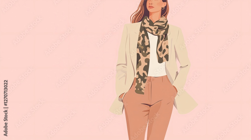 Stylish Woman Wearing Beige Blazer and Pants