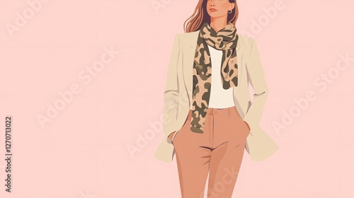 Obraz na płótnie Stylish Woman Wearing Beige Blazer and Pants w salonie