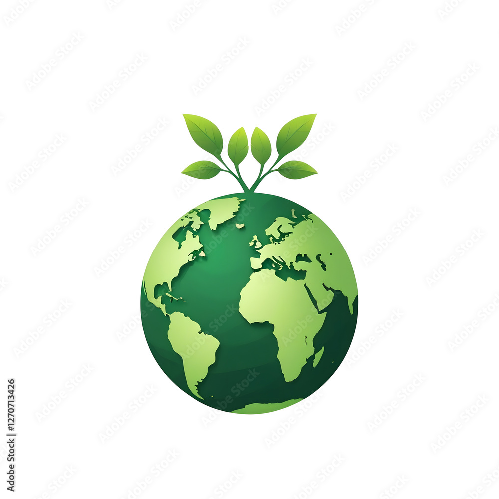 Eco-Friendly Earth with Leaf Growth Icon Eco-Friendly Earth with Leaf Growth Icon