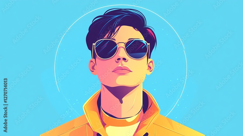 Futuristic Augmented Reality Glasses Worn by Stylish Young Man