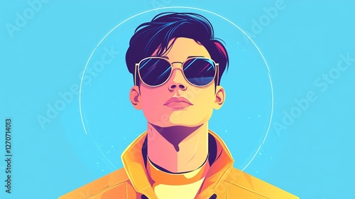Futuristic Augmented Reality Glasses Worn by Stylish Young Man