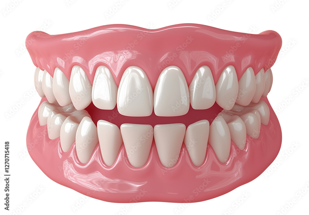 Naklejka premium a white teeth with pink gums isolated on a transparent background
