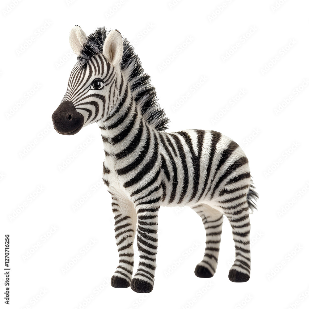 Obraz premium Adorable Soft Toy Zebra in Profile View with a Clean Background for Children's Decor and Playtime Accessories