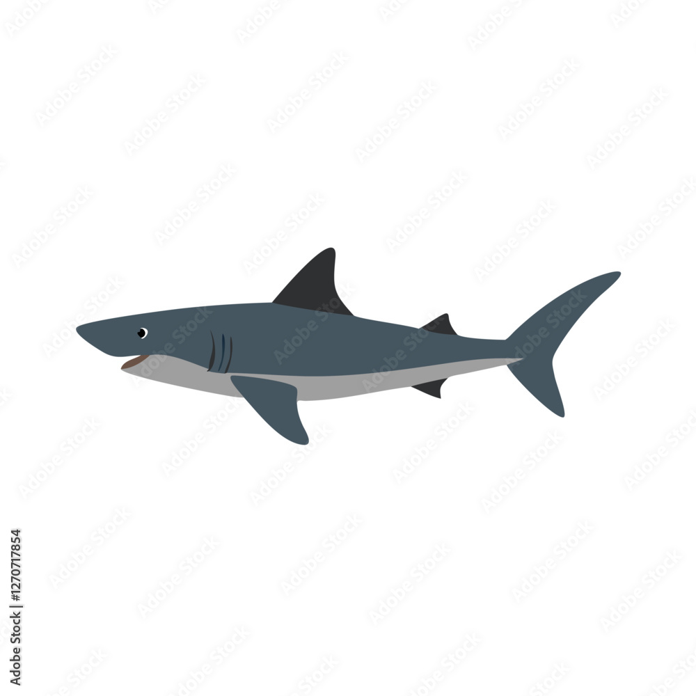A Simple Illustration of a Great White Shark Swimming in the Ocean A Simple Illustration of a Great White Shark Swimming in the Ocean