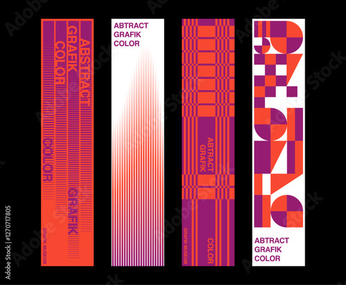 Abstract geometric banner set shape pattern line gradient square pattern blend effect style 4 type 