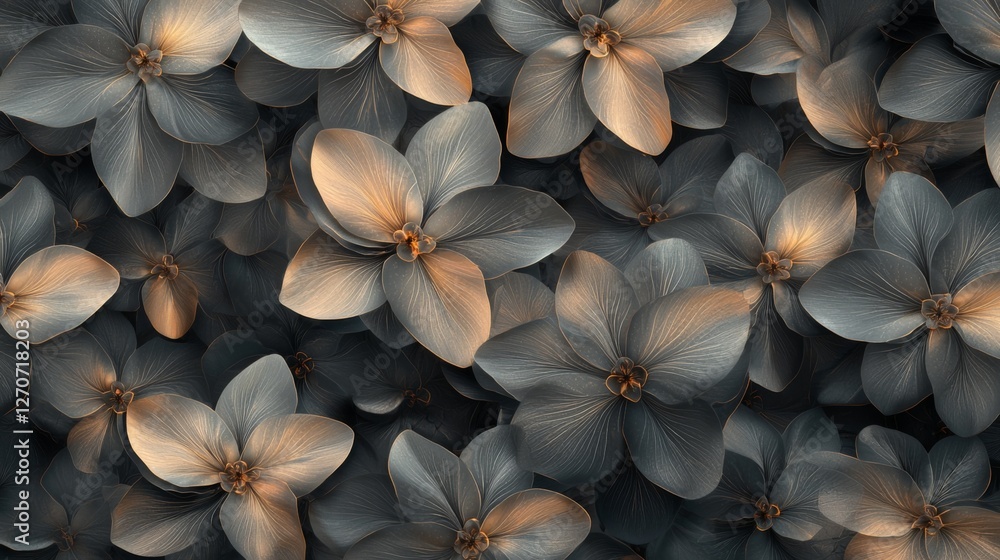 Elegant botanical design featuring delicate flowers in soft hues with intricate details and soothing dim background ambiance Elegant botanical design featuring delicate flowers in soft hues with intricate details and soothing dim background ambiance