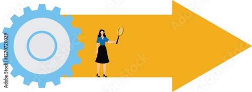 Streamlining a department, business or program, solving cumbersome ideas, projects or problems, a myriad of arrows that go through the gears to transform into a single yellow arrow