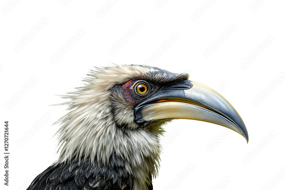 Exotic bird with a large curved beak and intricate feather details, isolated on a white background. Nature and wildlife concept. Ai generative Exotic bird with a large curved beak and intricate feather details, isolated on a white background. Nature and wildlife concept. Ai generative