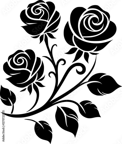 Elegant Black and White Rose Silhouette Design