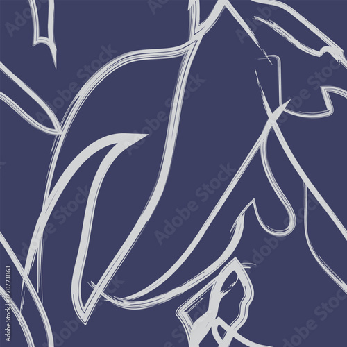 Blue Abstract Floral Seamless Pattern Design