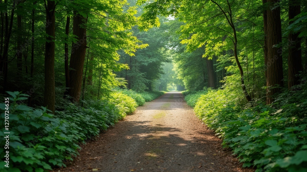 Serene Forest Path Through Lush Greenery Invites Exploration and Tranquility; a Perfect Nature Retreat and Outdoor Adventure Serene Forest Path Through Lush Greenery Invites Exploration and Tranquility; a Perfect Nature Retreat and Outdoor Adventure