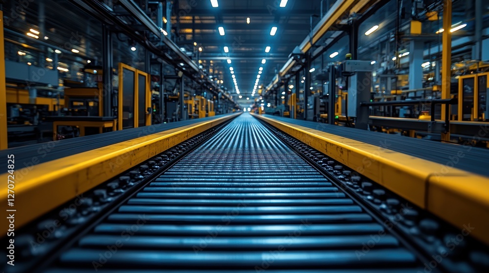 Conveyor Belt System in Modern Factory: Industrial Production Line and Automation Technology Conveyor Belt System in Modern Factory: Industrial Production Line and Automation Technology