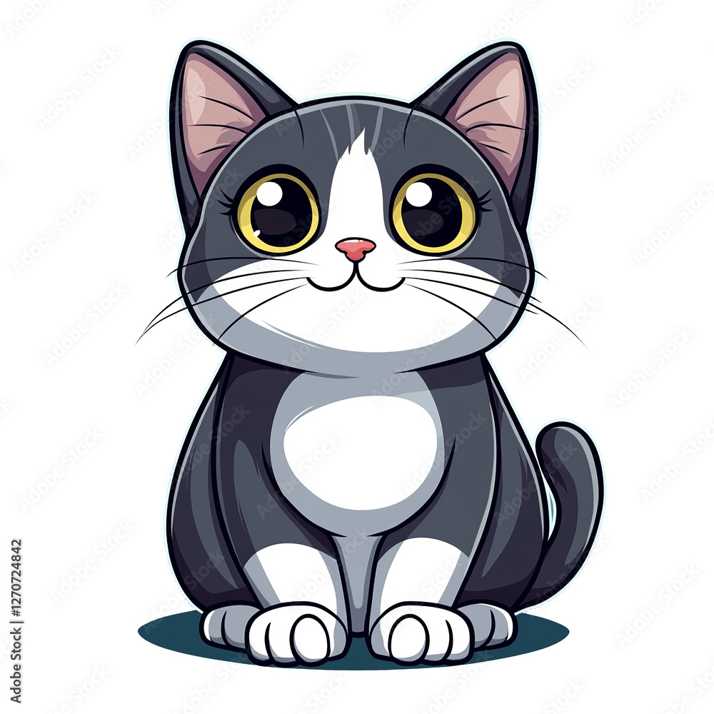 Dibujo cartoon de gato sentado sonriente Dibujo cartoon de gato sentado sonriente