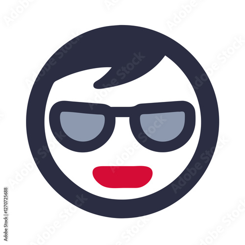 Stylized cool face icon with sunglasses and a confident expression 