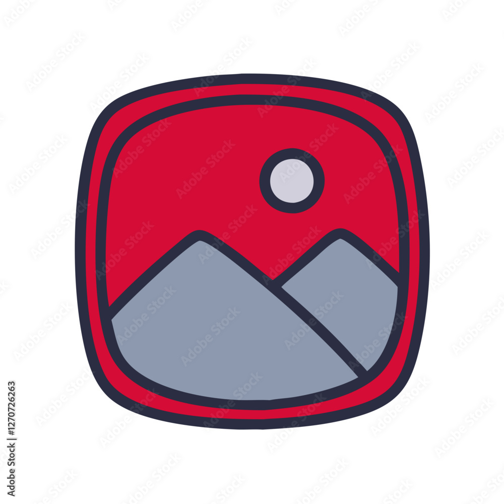 Stylized gallery image icon with a vibrant landscape and simple design Stylized gallery image icon with a vibrant landscape and simple design