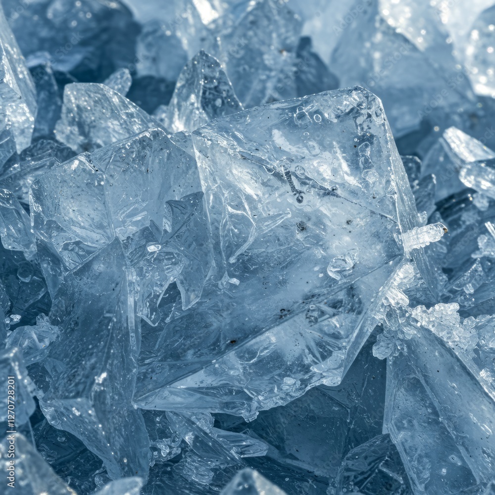 A realistic close-up of geometric ice crystals texture A realistic close-up of geometric ice crystals texture