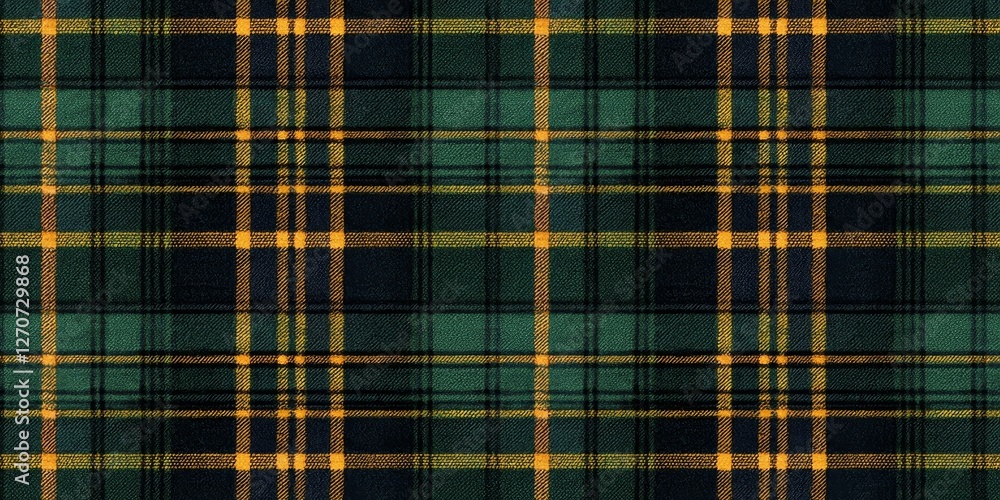 Fototapeta premium Green and Gold Plaid Texture Seamless Pattern Design, Fabric Background Plaid,Texture
