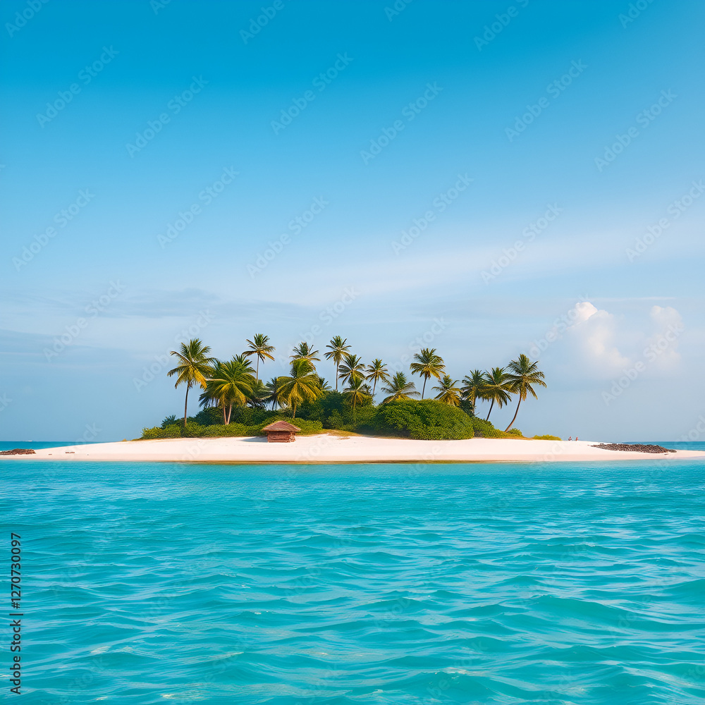 Naklejka premium tropical beach with palm trees