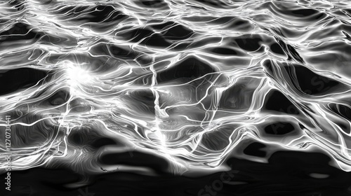 Realistic 3D seamless water waves pattern, white highlights shimmering on a crystal-clear lake surface.