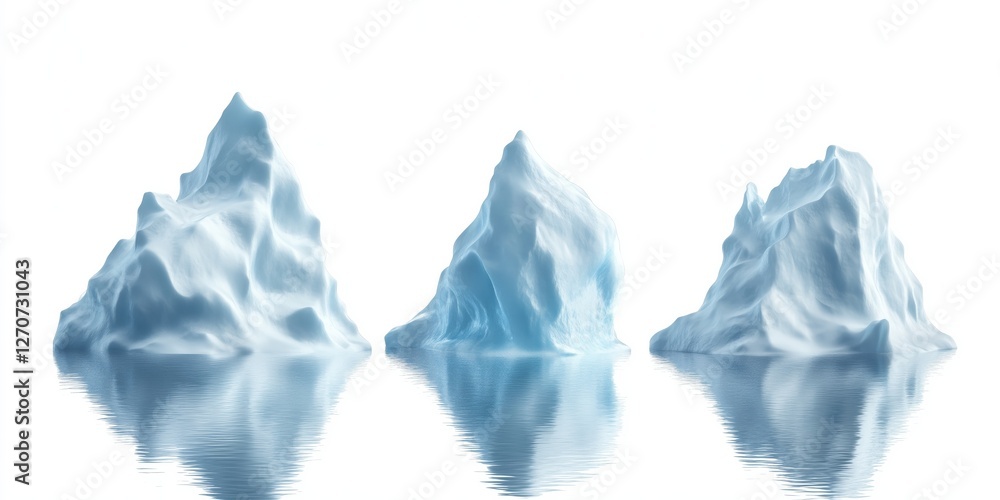 Fototapeta premium Set of three iceberg isolated on white background