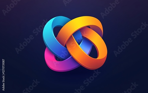 Abstract colorful interwoven rings logo design