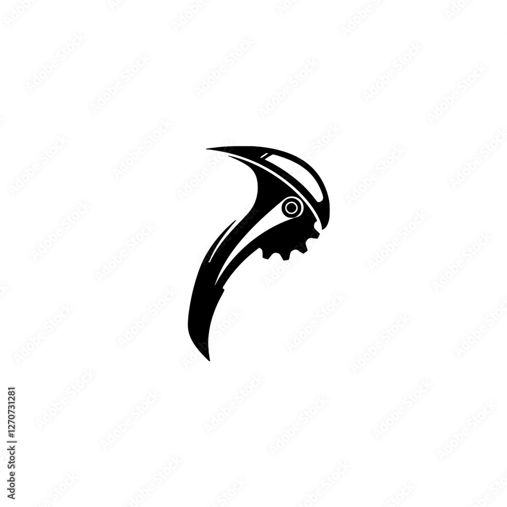 Fototapeta premium Abstract Black Symbol Resembling a Futuristic Animal Head Illustration