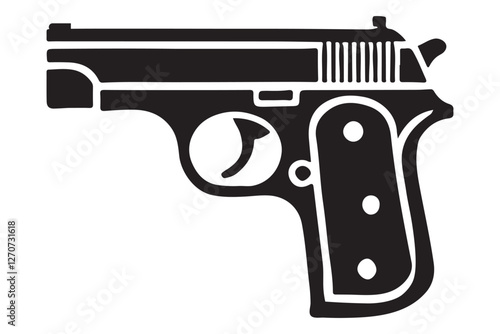 Semiautomatic Pistol Silhouette Vector Art for Crime and Law Themes