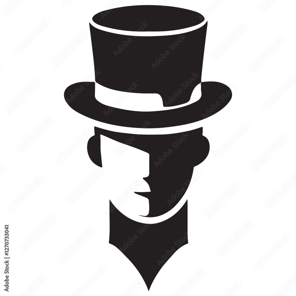 Elegant Man in Top Hat Silhouette Vector Image for Designers Elegant Man in Top Hat Silhouette Vector Image for Designers