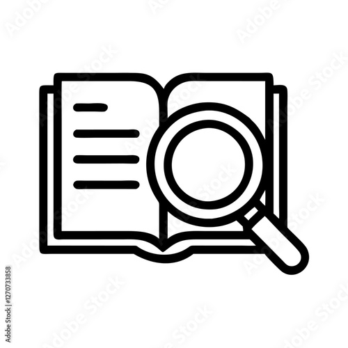 Book Research Magnifying Glass Icon Searching Information Knowledge