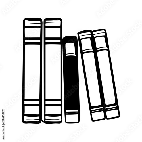 A Stack of Books Illustration in Black and White