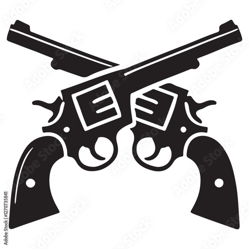 Two Crossed Revolvers Silhouette Guns Vector Illustration Stock Resource