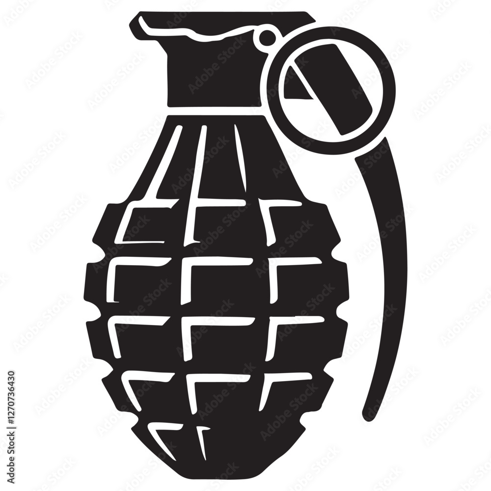 Grenade Silhouette Vector Illustration for Military and Security Applications Grenade Silhouette Vector Illustration for Military and Security Applications