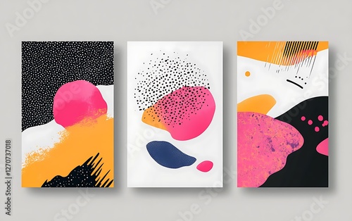 Abstract poster designs with vibrant colors and shapes photo