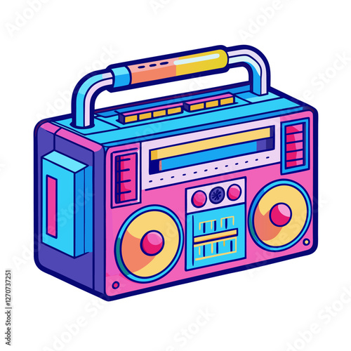 Retro Boombox Stereo Cassette Player Music 80s 90s Vintage Style