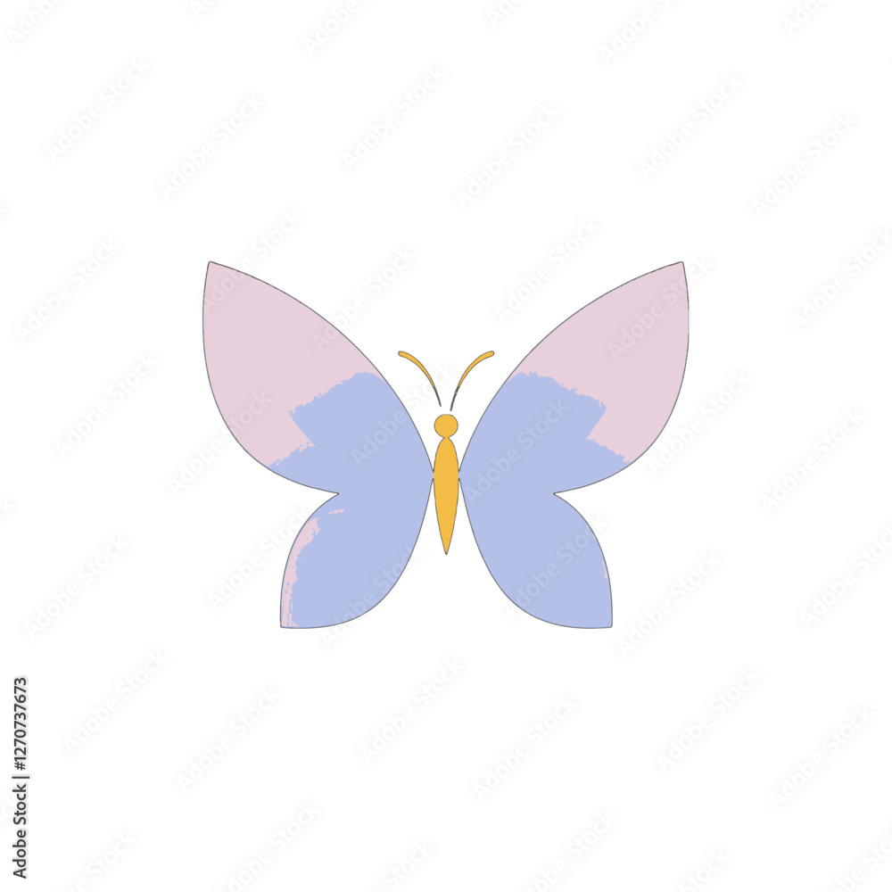 Minimalist Butterfly Illustration with Pastel Pink and Blue Hue Aesthetic Minimalist Butterfly Illustration with Pastel Pink and Blue Hue Aesthetic
