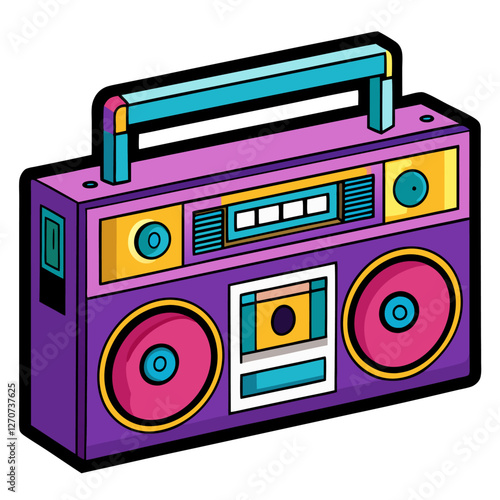 Retro Boombox Stereo Cassette Player Music 80s 90s Vintage Design