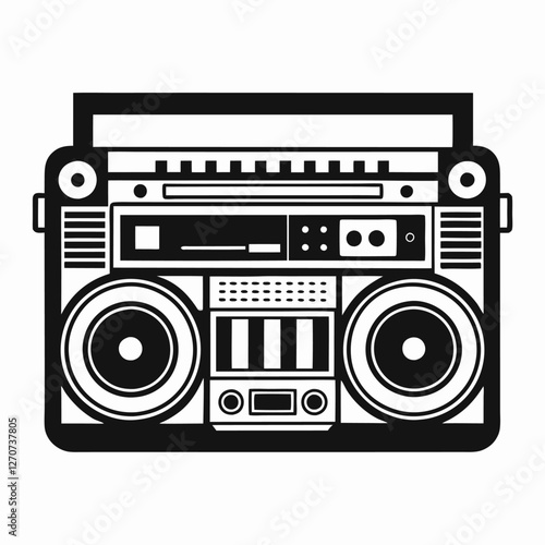 Vintage Boombox Stereo Cassette Tape Player Graphic Illustration