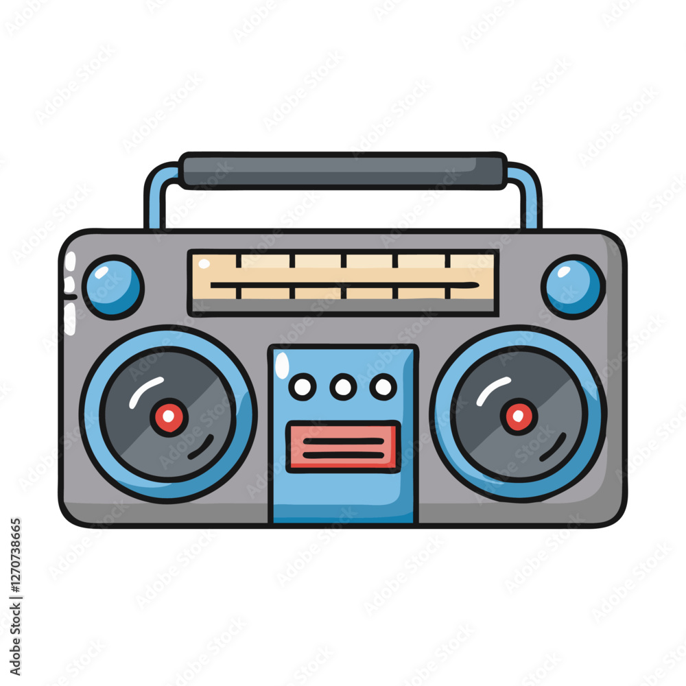 Retro Boombox Stereo Cassette Player with Handle and Speakers Retro Boombox Stereo Cassette Player with Handle and Speakers
