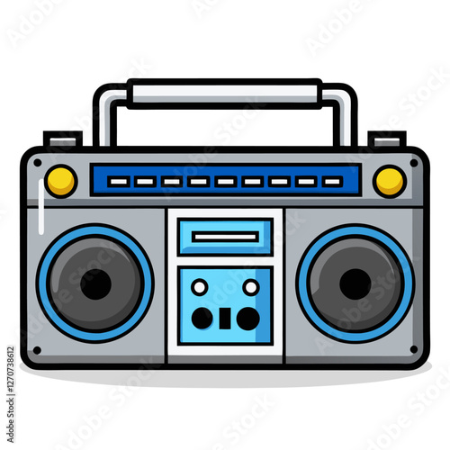 Vintage Boombox Stereo Cassette Player Radio Recorder with Speakers and Handle
