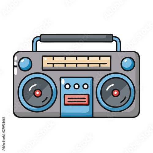 Retro Boombox Stereo Cassette Player with Handle and Speakers