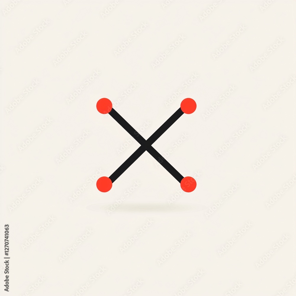 A minimalist unfollowing icon featuring a broken connection line, with a subtle red X A minimalist unfollowing icon featuring a broken connection line, with a subtle red X