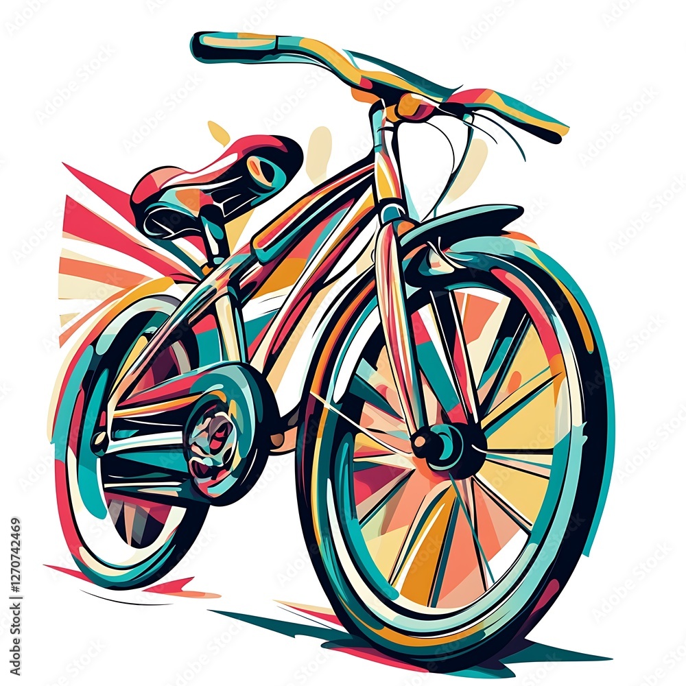 Fototapeta premium Colorful stylized bicycle illustration