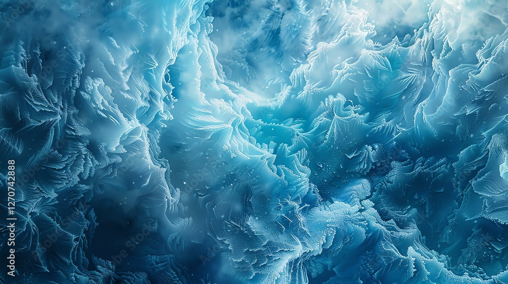 Obraz premium A mesmerizing abstract representation of glacial ice formations, showcasing captivating shades of blue and white. This image evokes a sense of tranquility and the beauty of nature.